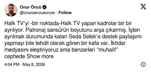 "Patronaj sansürün boyutunu arşa çıkarmış."