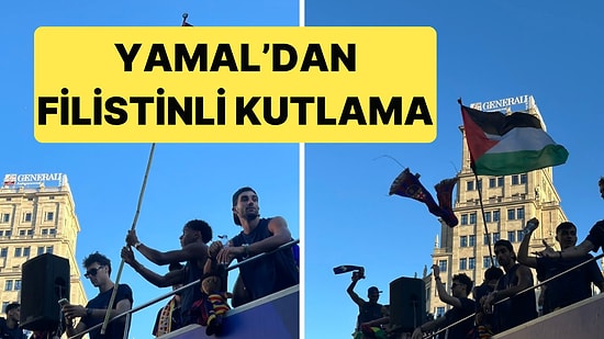 Sezonu Şampiyon Tamamlayan Barcelona'da Yamal Kutlamalara Filistin Bayrağıyla Katıldı