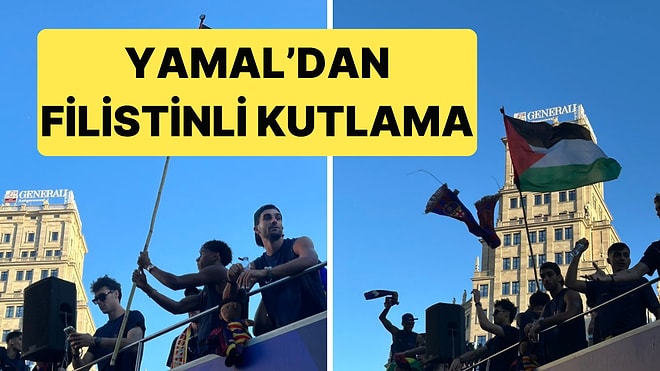 Sezonu Şampiyon Tamamlayan Barcelona'da Yamal Kutlamalara Filistin Bayrağıyla Katıldı