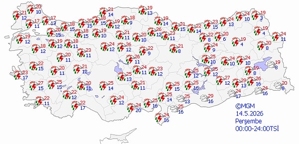 Meteoroloji Genel Müdürlüğü’nün paylaşımı.