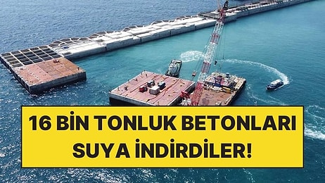 16 Bin Tonluk Beton Blokları Tek Tek Denize İndirdiler: Ada İçin Havalimanı Yapılıyor