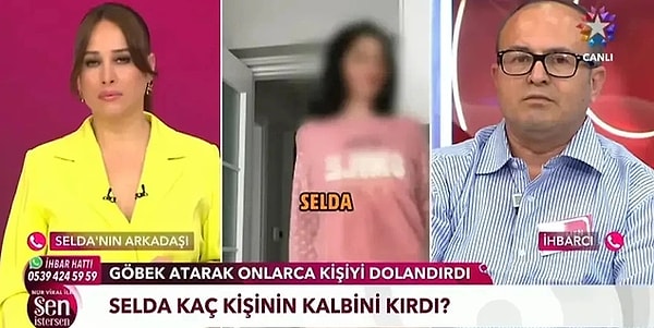 Star TV ekranlarında yayınlanan “Nur Viral ile Sen İstersen” programına katılan Gökmen isimli kişi, TikTok fenomeni Selda tarafından 2 milyon TL dolandırıldığını iddia etmişti.
