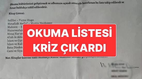 Hazırlanan Kitap Okuma Listesi Sonrasında Soruşturma Açıldı ve Okul Müdürü Açığa Alındı