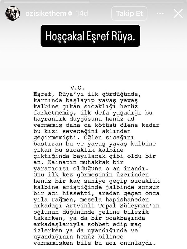 İşte Eşref Rüya'nın senaristi Ethem Özışık'ın final kararının ardından yaptığı o paylaşım:
