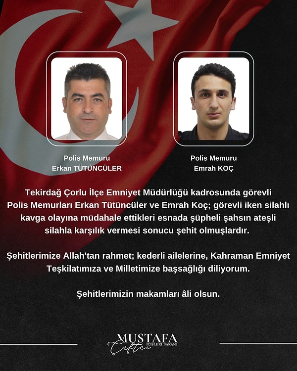 İçişleri Bakanı açıkladı: Şehit olan polislerin kimlikleri belli oldu.