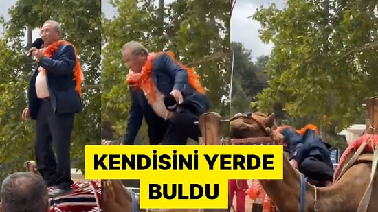 Eski Belediye Başkanı Halkı Selamlarken Deveden Düştü