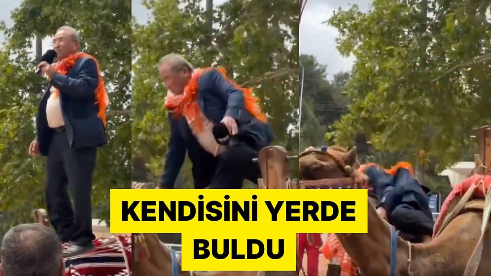 Eski Belediye Başkanı Halkı Selamlarken Deveden Düştü