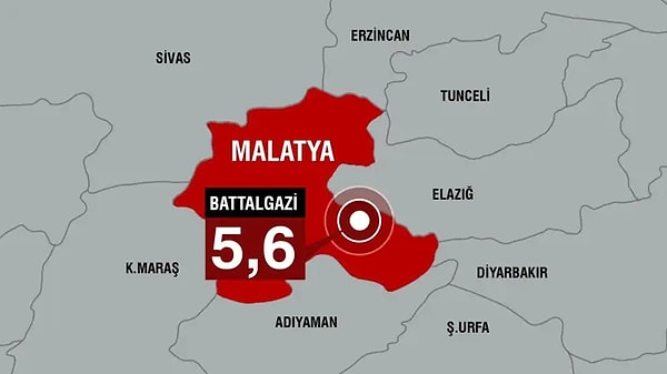 Malatya'nın Battalgazi ilçesinde saat 09.00'da 5,6 büyüklüğünde deprem meydana geldiğini bildirdi.