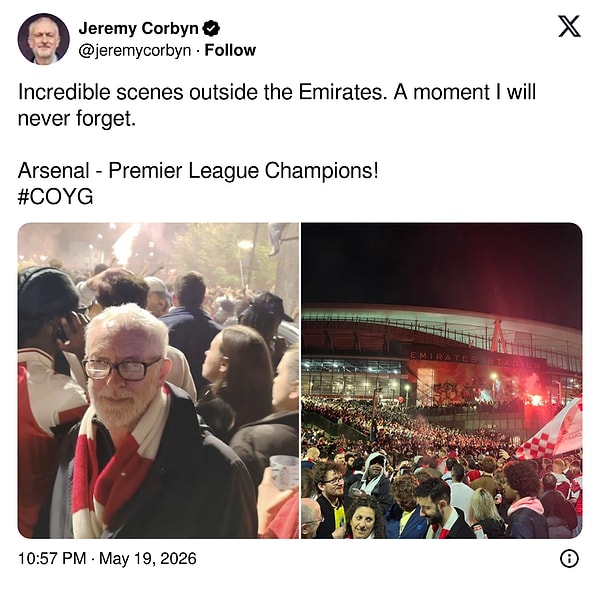 İşçi Partisi'nin eski lideri Jeremy Corbyn de kutlamalara katılmıştı.