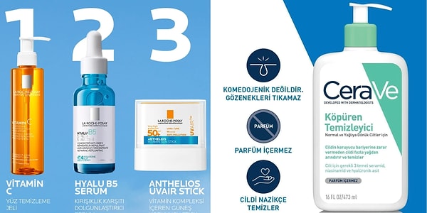 La Roche, Vichy ve CeraVe ürünleri sepette %25 indirimli!