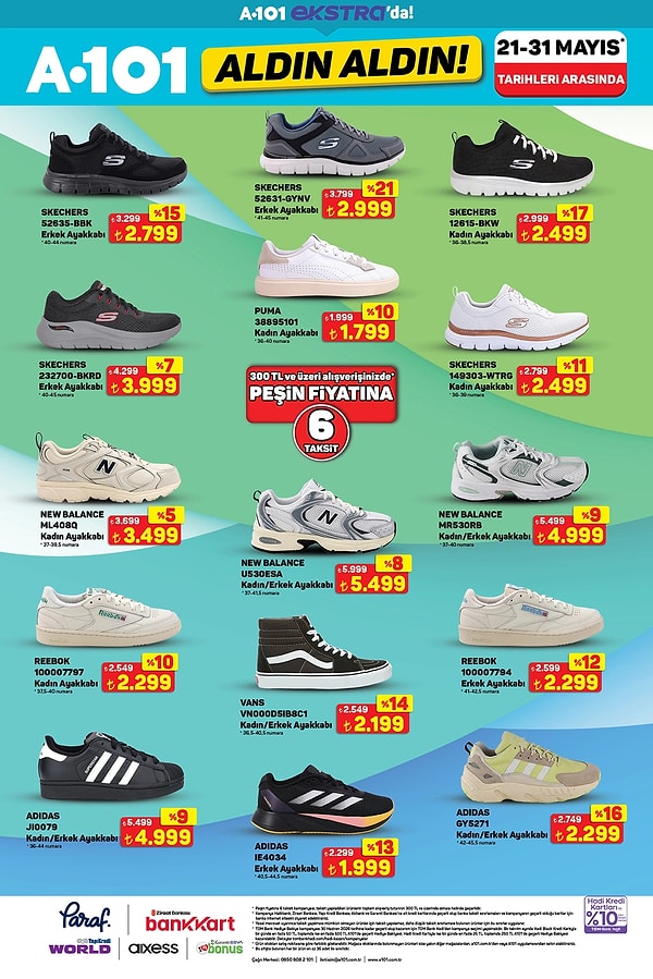 Skechers, New Balance, Puma, Adidas ve Reebok Ayakkabı Modelleri