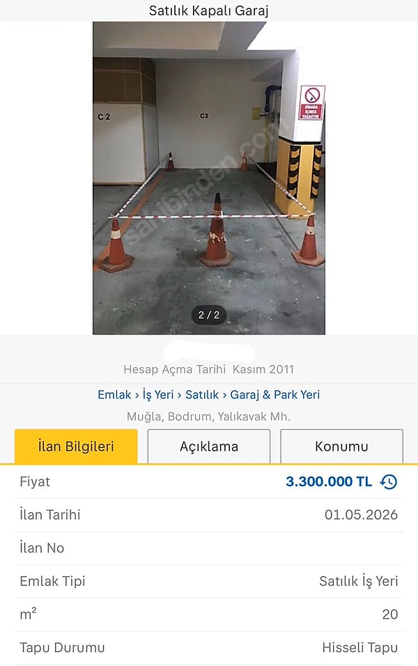 Bodrum'un ünlü Yalıkavak bölgesinde bir otopark alanı satışa çıkarıldı.