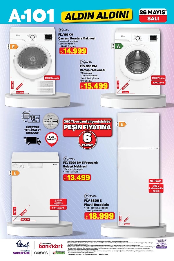 Flavel Çamaşır Kurutma Makinesi 14.999 TL