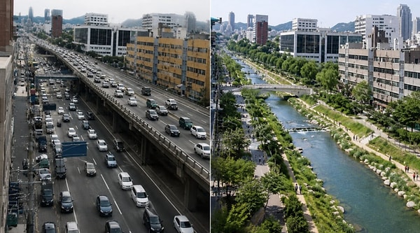 Projenin arkasındaki isim, kaderin cilvesi olarak, ömrünün neredeyse 30 yılını beton, yol ve köprü inşa eden Hyundai grubunda geçirmiş eski bir CEO olan Seul Belediye Başkanı Lee Myung-bak'tı.