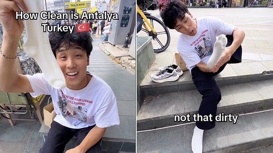 Content Creator Tests Japan's Famous White Sock Experiment in Antalya