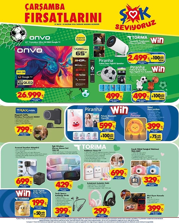 Onvo 65" Frameless Ultra HD QLED Google TV 26.999 TL