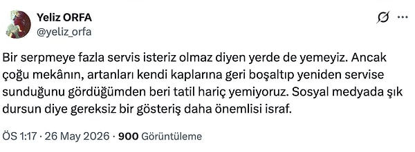 Artan gıdalar da başka bir konu...