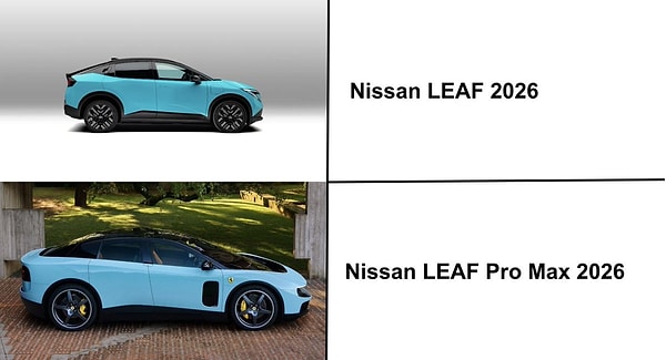 Araç Nissan'ın ekonomik modeli LEAF'e benzetildi.