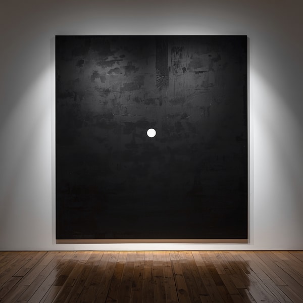 8. Bir sanat galerisindesin ve karşında devasa, tamamen simsiyah boyanmış bir tuval var. Sadece tam ortasında küçük, beyaz bir nokta bulunuyor. Bu eser sana ne hissettiriyor?