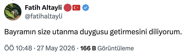 Fatih Altaylı ise bu gönderiye bir yanıt verdi.