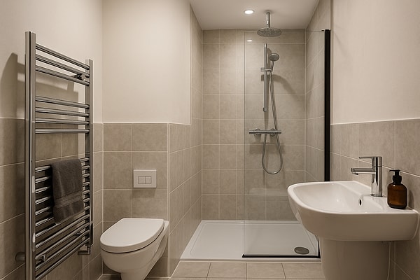 While the open shower concept may alleviate the maintenance burden in the bathroom, it does not completely eliminate the need for cleaning.