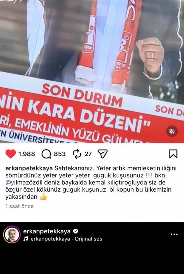 X'te gündeme oturan paylaşımın ardından Erkan Petekkaya'ya pek çok yorum yapıldı.