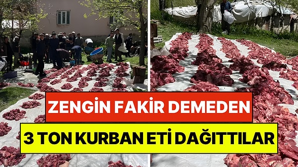 100 Yıllık Gelenek: 3 Tonluk Kurban Etini Eşitçe Dağıttılar