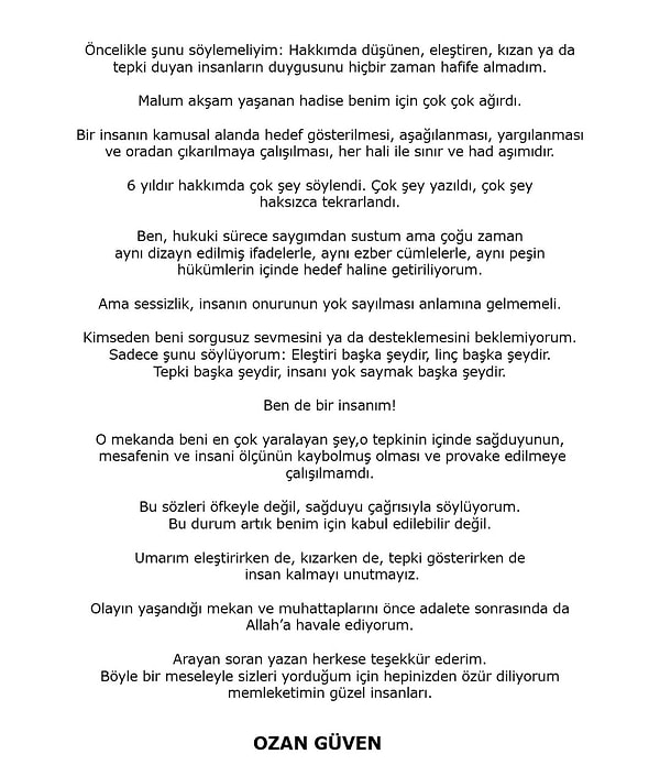 Mehmet Aslantuğ'un açıklamasının ardından gözler bu kez Ozan Güven'e çevrildi.