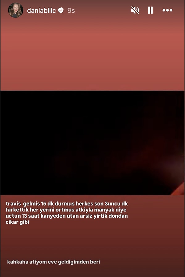 Danla Bilic'in Instagram hesabından yaptığı paylaşım: