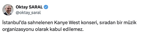 Saral'ın konserle ilgili yaptığı paylaşım şu şekilde: