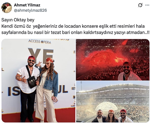 Pek çok kullanıcı ise Saral'ın yeğenlerinin konsere katıldığını ve bu durumun tezat oluşturduğunu düşündü.