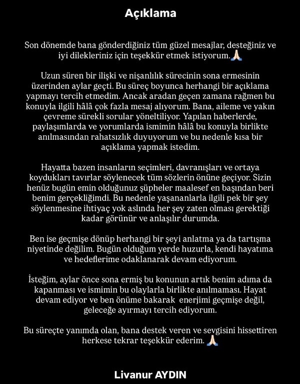İşte Livanur Aydın’ın açıklaması 👇