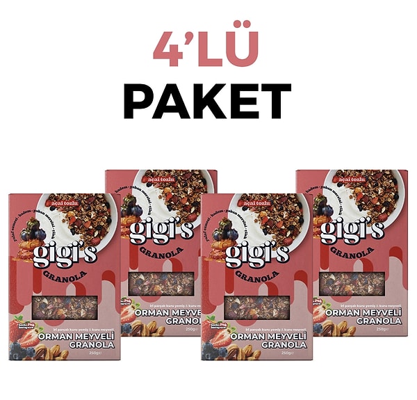 Gigis açai orman meyveli 4lü granola paketi 1.280 TL yerine sadece 1.126,40 TL!