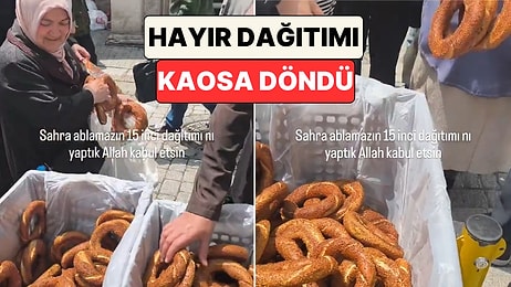 Hayır Dağıtımında "Bir Tane Alın" Uyarısı Havada Kaldı: İnsanlar Sepetteki Simitleri Saniyeler İçinde Kapıştı
