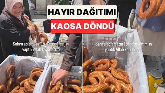 Hayır Dağıtımında "Bir Tane Alın" Uyarısı Havada Kaldı: İnsanlar Sepetteki Simitleri Saniyeler İçinde Kapıştı