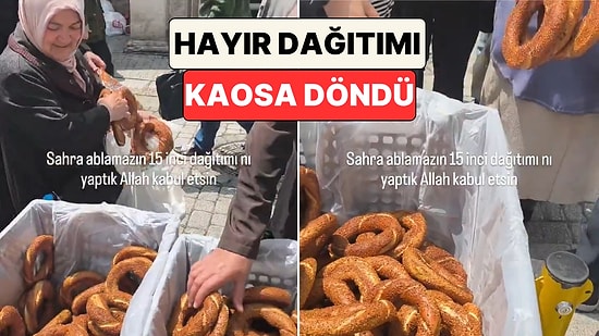 Hayır Dağıtımında "Bir Tane Alın" Uyarısı Havada Kaldı: İnsanlar Sepetteki Simitleri Saniyeler İçinde Kapıştı