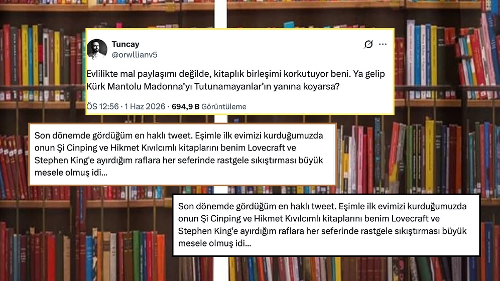 "Evlilikte Mal Paylaşımı Kolay, Ya Kitaplık?" X'te Viral Olan Paylaşım Tartışma Yarattı