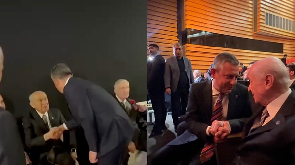 Devlet Bahçeli ve Özgür Özel el sıkıştı, samimi sohbet ettiler.