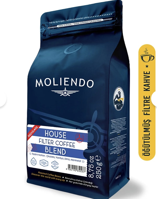 Moliendo House Blend öğütülmüş filtre kahve 595 TL yerine sepet aşamasında net %40 indirimle 357 TL!