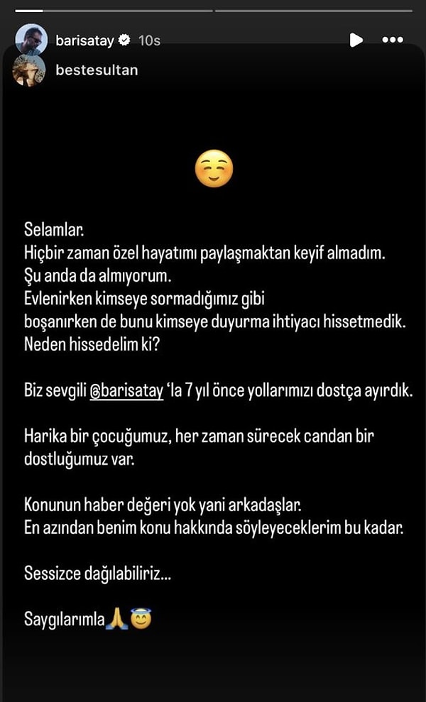 Gündem büyüyünce sessizliği bozan isim ise Barış Atay'ın eski eşi Beste Sultan Kasapoğulları oldu.