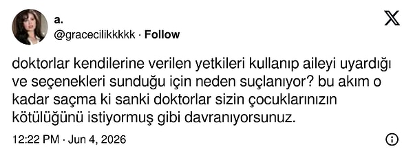 Aynı akımda doktorların önerilerine uymayan pek çok ebeveyn de var.