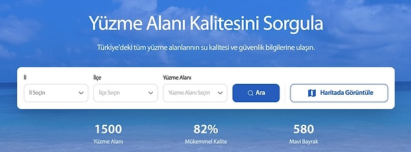 Yüzeceğiniz denizin su kalitesini tek tıkla öğrenebilirsiniz.