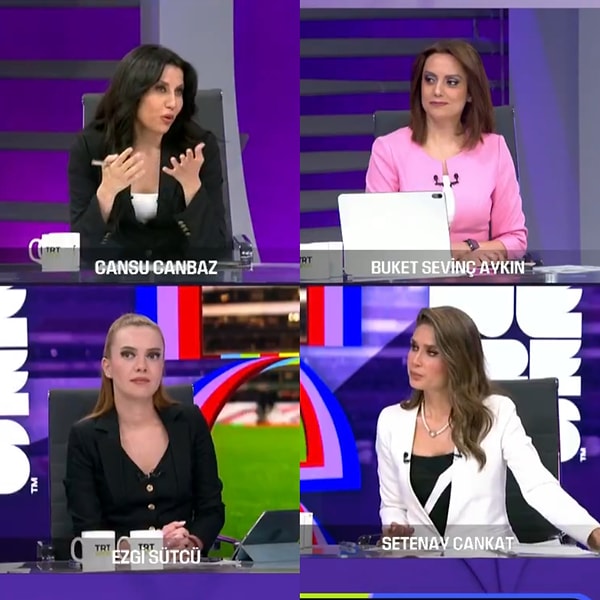 TRT Spor’un Dünya Kupası yayınında Cansu Canbaz, Buket Sevinç Aykın, Ezgi Sütcü ve Setenay Cankat aynı masada buluştu.