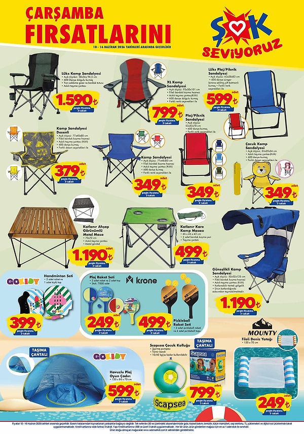 Güneşlikli Kamp Sandalyesi 1.190 TL