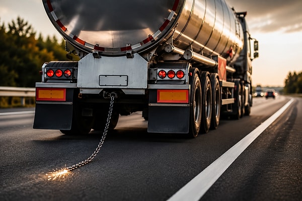 At this point, those metal chains hanging at the back come into play, serving as a grounding mechanism.