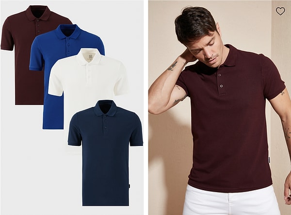Pamuklu regular fit düğmeli polo yaka 4lü paket erkek tişört seti indirimli fiyatına ek ONEDIO20 koduyla sepetinizde!