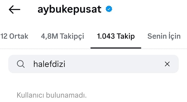 Veda paylaşımı yapmayan Aybüke Pusat'ın ilk iş olarak Halef'in resmi hesabını takipten çıkması dikkat çekti.