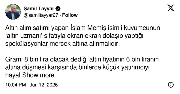 Şamil Tayyar: "İslam Memiş, mercek altına alınmalı."