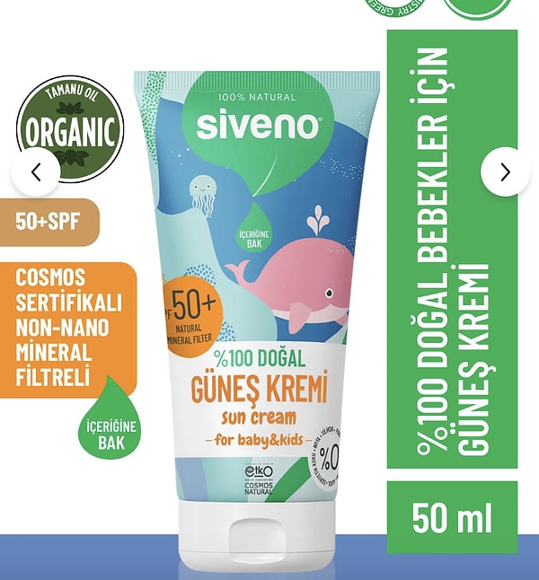 Bebeklerin hassas cildi için özel olarak geliştirilen Siveno %100 doğal vegan bebek güneş kremi listede!