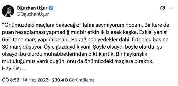 Montella'nın klasikleşen "gelecek maç" açıklaması ise ünlü yayıncı Oğuzhan Uğur’u sinirlendirdi.
